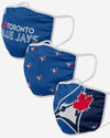 Youth Toronto Blue Jays  FOCO MLB Face Mask Covers 3 Pack - Pro League Sports Collectibles Inc.