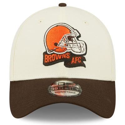 Cleveland Browns 2022 Sideline New Era Cream/Brown - 39THIRTY 2-Tone Flex Hat - Pro League Sports Collectibles Inc.