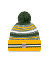 Green Bay Packers New Era 2021 NFL Sideline - Sport Official Pom Cuffed Knit Hat - Yellow/Green - Pro League Sports Collectibles Inc.