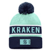 Seattle Kraken Fanatics Branded Deep Sea Blue/Light Blue 2022 NHL Draft - Authentic Pro Cuffed Knit Toque with Pom - Pro League Sports Collectibles Inc.