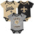 Infant New Orleans Saints Gold/Black/Heathered Gray Champ 3-Piece Bodysuit Set
