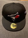 Toronto Blue Jays Black Red Leaf Logo 59fifty Fitted Hat - Pro League Sports Collectibles Inc.