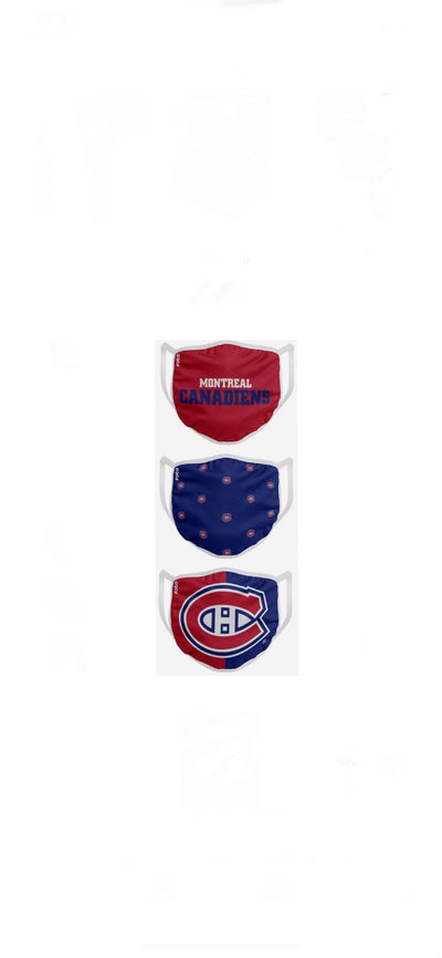 Youth Montreal Canadiens FOCO NHL Face Mask Covers 3 Pack - Pro League Sports Collectibles Inc.