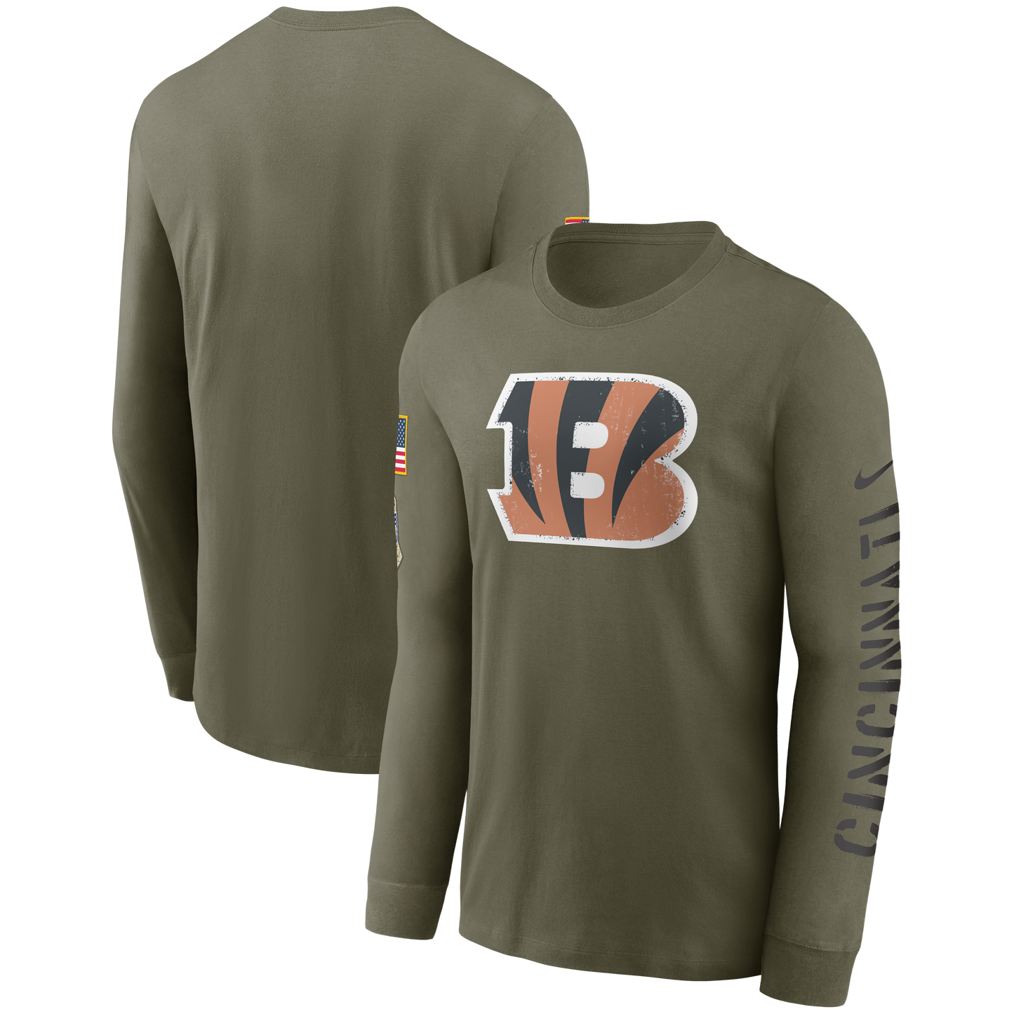Cincinnati Bengals Nike 2022 Salute To Service - Team Logo Long Sleeve T-Shirt - Olive - Pro League Sports Collectibles Inc.