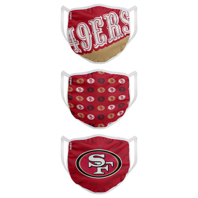 San Francisco 49ers Game Time FOCO NFL Face Mask Covers Adult 3 Pack - Pro League Sports Collectibles Inc.