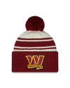 Washington Commanders New Era 2022 Sideline - Sport Cuffed Pom Knit Hat - Cream/Red - Pro League Sports Collectibles Inc.