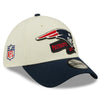 New England Patriots 2022 Sideline New Era Cream/Navy - 39THIRTY 2-Tone Flex Hat - Pro League Sports Collectibles Inc.