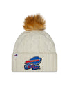 Women's Buffalo Bills New Era 2022 Sports Knit - Cuffed Pom Knit Hat - Cream - Pro League Sports Collectibles Inc.