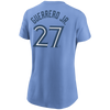 Women's Toronto Blue Jays Vladimir Guerrero Jr. #27 Nike Powder Blue Horizon Name and Number T-Shirt - Pro League Sports Collectibles Inc.