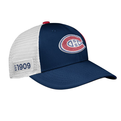 Youth Montreal Canadiens Fanatics Branded 2022 NHL Draft Authentic Pro On Stage Trucker Adjustable Hat - Pro League Sports Collectibles Inc.