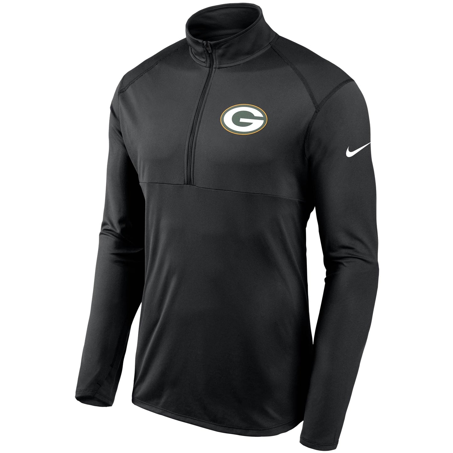 Green Bay Packers Nike Black Fan Gear Element Performance Half-Zip Long Sleeve Shirt loop - Pro League Sports Collectibles Inc.