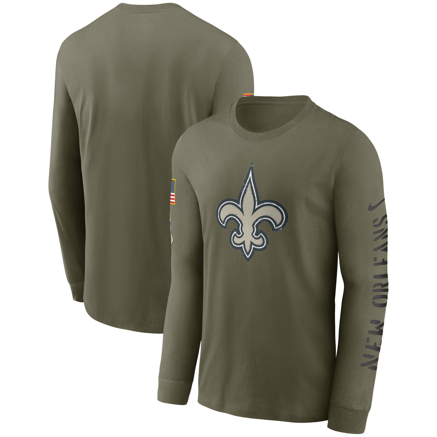 New Orleans Saints Nike 2022 Salute To Service - Team Logo Long Sleeve T-Shirt - Olive - Pro League Sports Collectibles Inc.