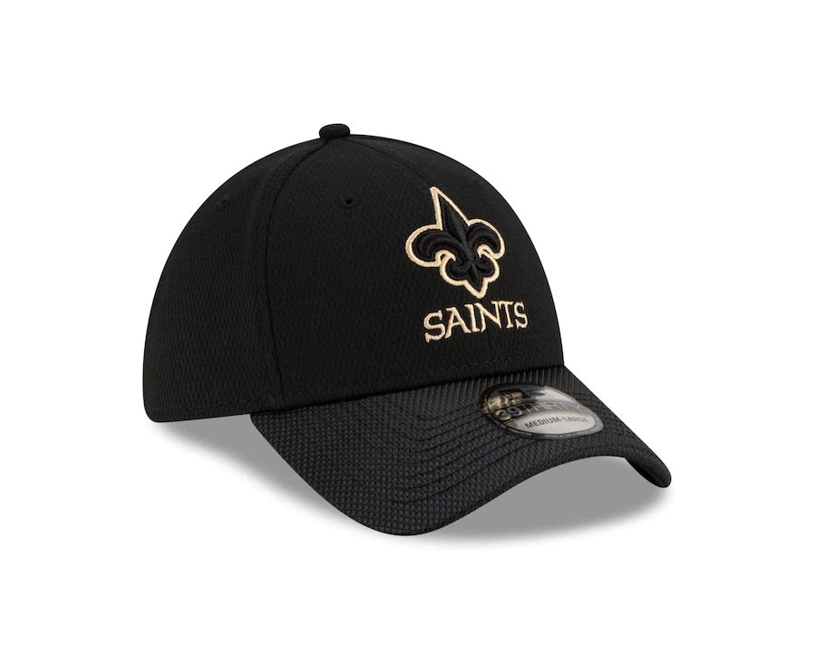 New Orleans Saints 2021 New Era NFL Sideline Road Black 39THIRTY Flex Hat - Pro League Sports Collectibles Inc.