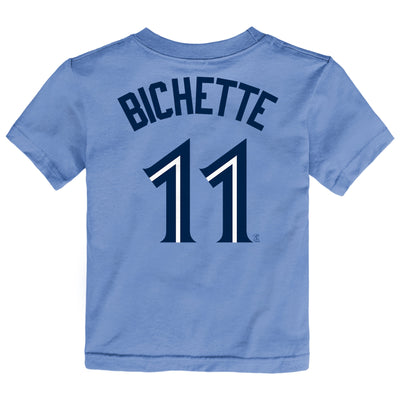 Toddler Toronto Blue Jays Bo Bichette #11 Nike Powder Blue Horizon Name & Number T-Shirt - Pro League Sports Collectibles Inc.