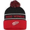 Detroit Red Wings Fanatics Branded Authentic Pro Locker Room Cuffed Pom Knit Hat - Black/Gray - Pro League Sports Collectibles Inc.