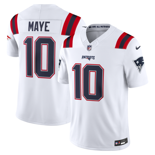 Drake Maye #10 New England Patriots Nike Team Vapor F.U.S.E. Stitched Limited Jersey - White