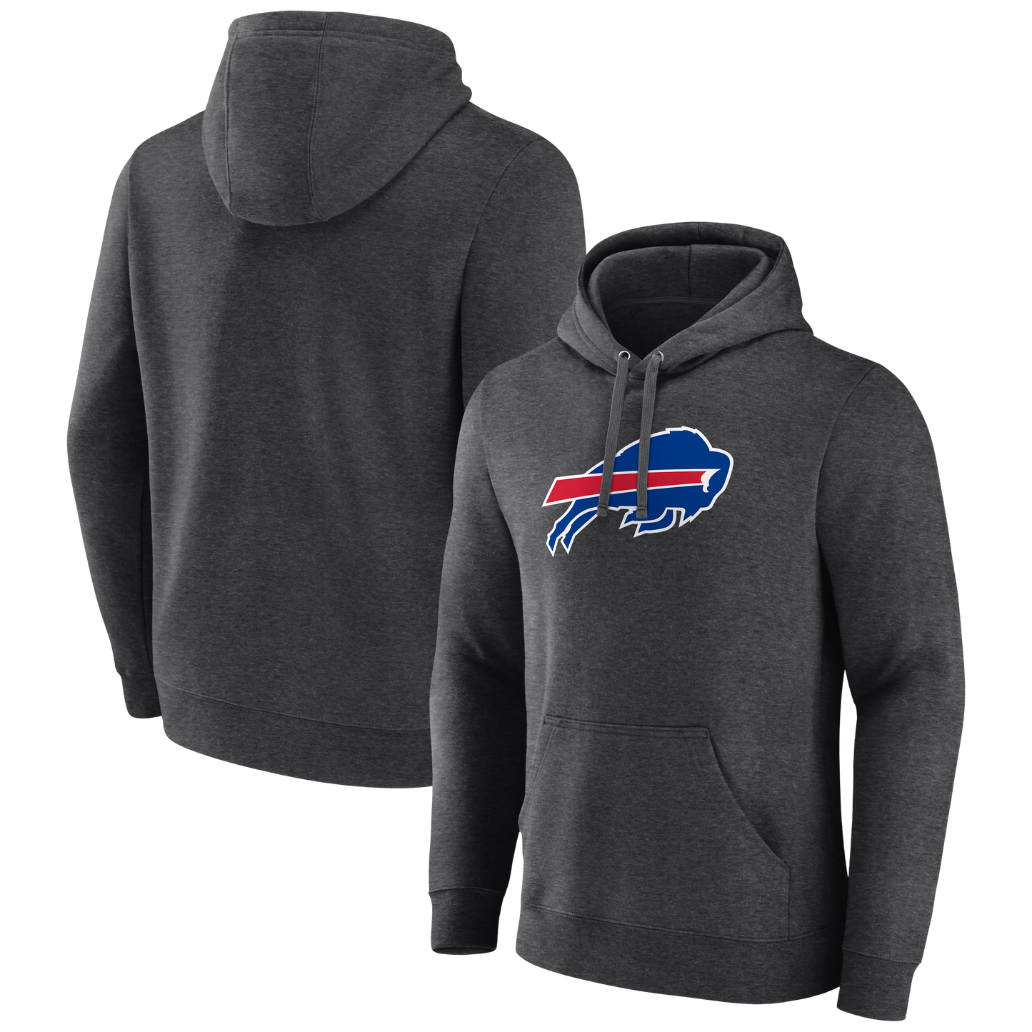 Buffalo Bills Primary Team Logo Fitted Fanatics Pullover Hoodie - Charcoal