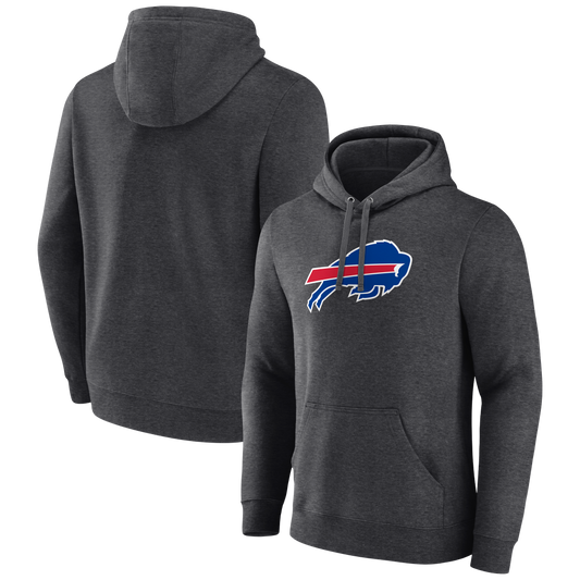 Buffalo Bills Primary Team Logo Fitted Fanatics Pullover Hoodie - Charcoal