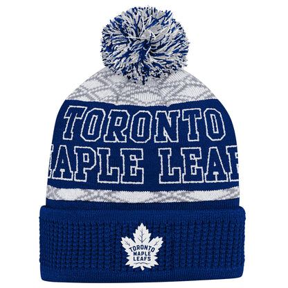 Youth Toronto Maple Leafs Puck Pattern Cuffed Knit Toque