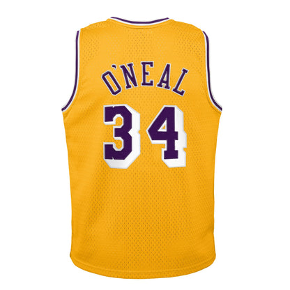 Youth Shaquille O'Neal #34 Los Angeles Lakers Mitchell and Ness 1996-97 Hardwood Classic Swingman Jersey - Gold - Pro League Sports Collectibles Inc.