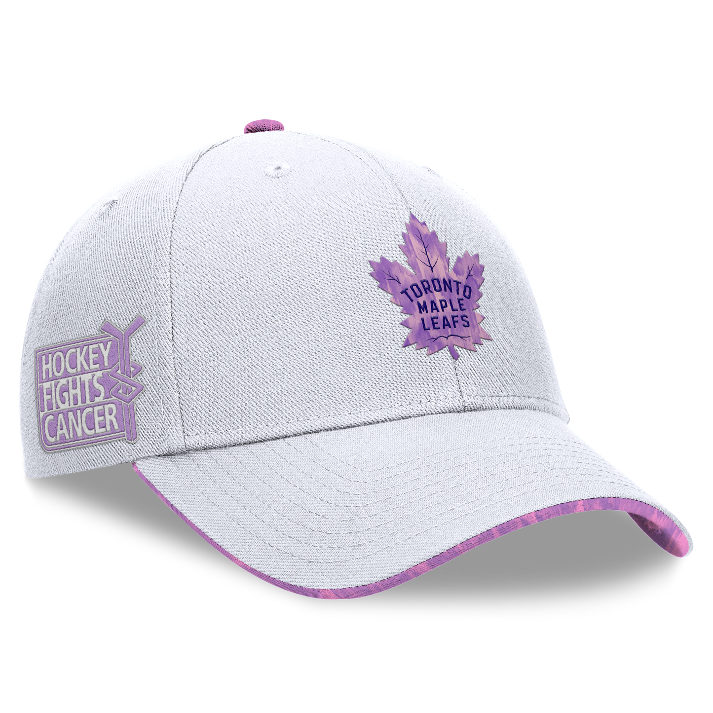 Toronto Maple Leafs Fanatics NHL Fights Cancer Adjustable Cap – White/Lavender