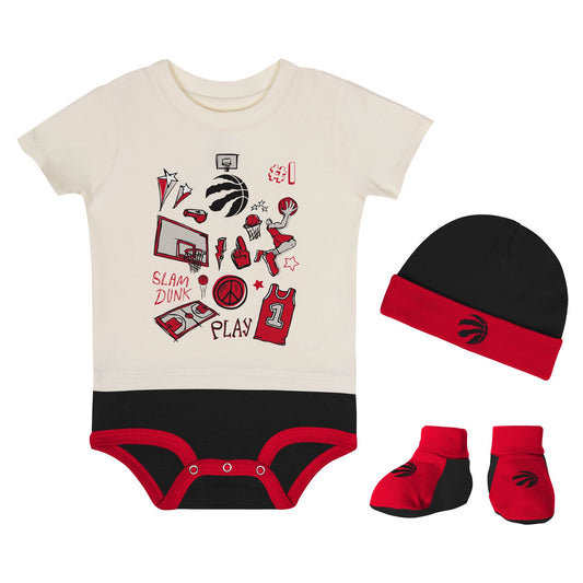 Infant Toronto Raptors 3-Piece Creeper, Hat, and Bootie Set