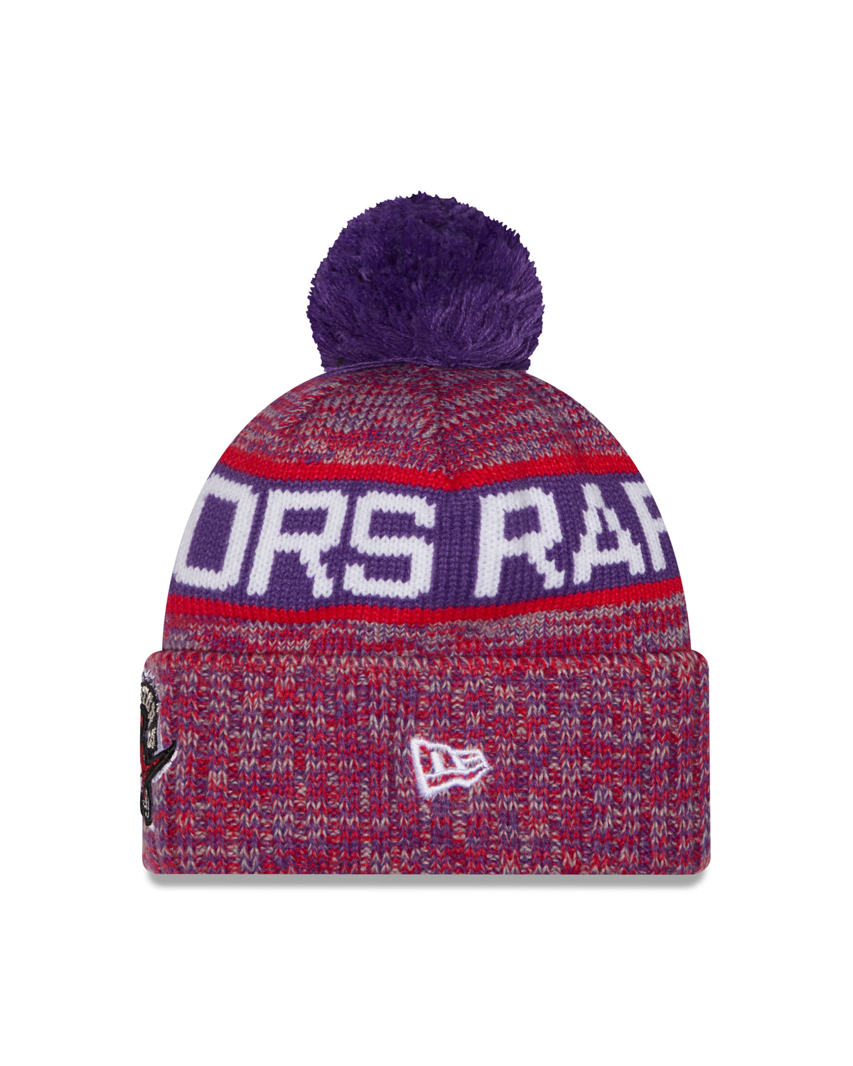 Youth Toronto Raptors New Era Tri Colour Cuffed Knit Hat with Pom