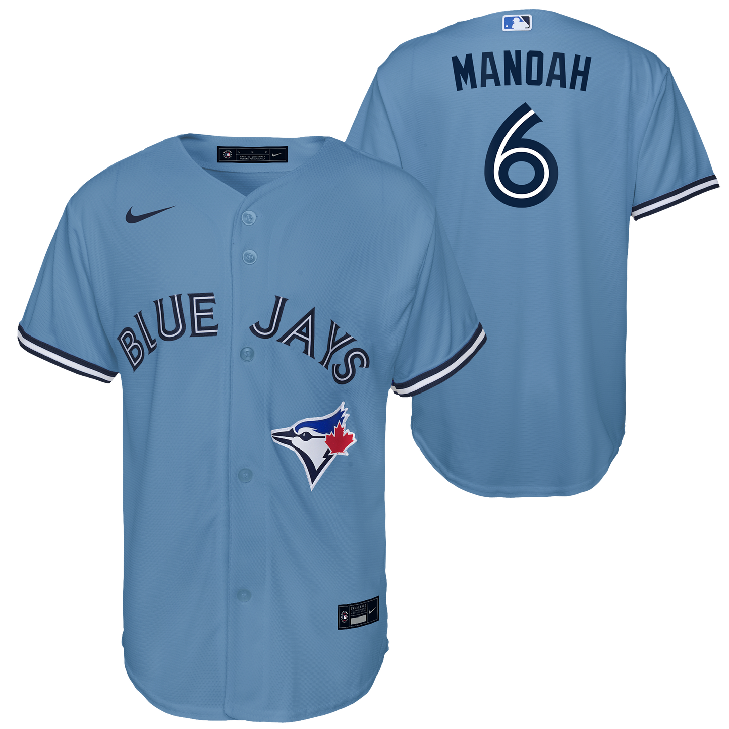 Youth Toronto Blue Jays Alex Manoah #6 Nike Powder Blue Horizon Alternate Replica Team Jersey - Pro League Sports Collectibles Inc.