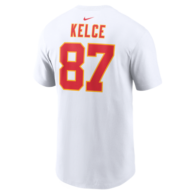 Travis Kelce #87 Kansas City Chiefs SUPER-BOWL  Nike - Name & Number White T-Shirt