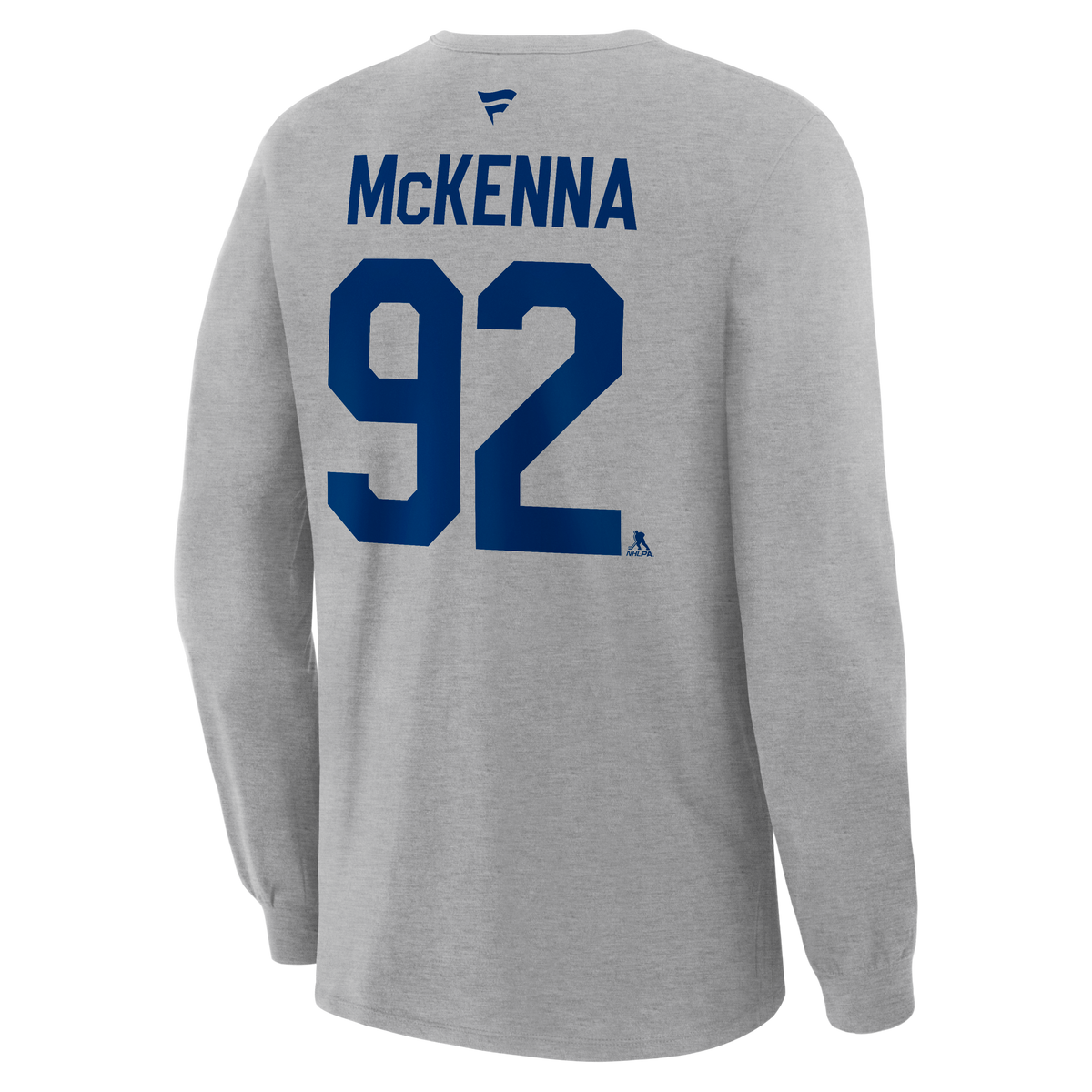 Gavin McKenna #92 Toronto Maple Leafs Fanatics Authentic Stack Name & Number Long Sleeve T-Shirt - Gray