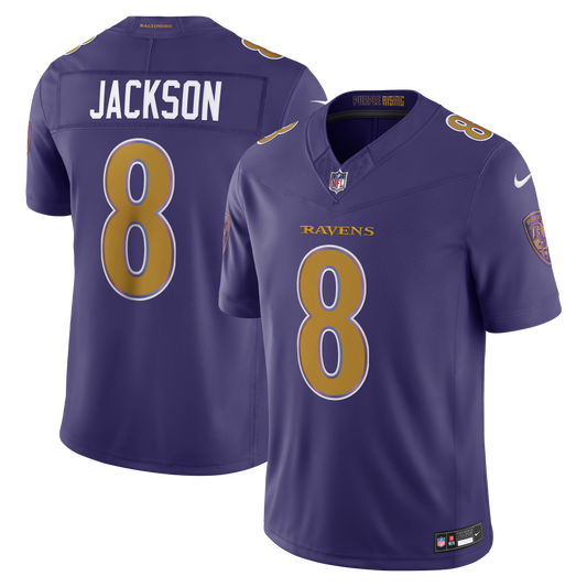Lamar Jackson #8 Baltimore Ravens Nike Alternate Vapor F.U.S.E. Stitched Limited Jersey - Purple Gold