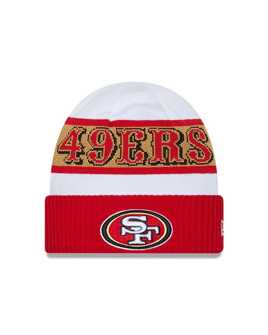 San Francisco 49ers New Era 2023 Sideline Tech Cuffed Knit Hat - White/Red - Pro League Sports Collectibles Inc.