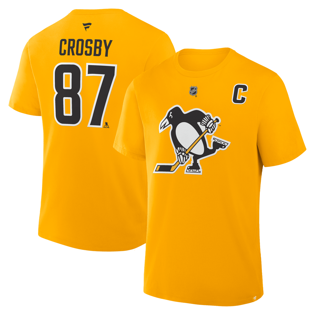 Sidney Crosby #87 Pittsburgh Penguins Fanatics Authentic Stack Name and Number T-Shirt - Gold