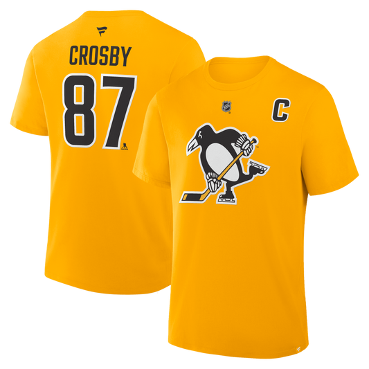 Sidney Crosby #87 Pittsburgh Penguins Fanatics Authentic Stack Name and Number T-Shirt - Gold