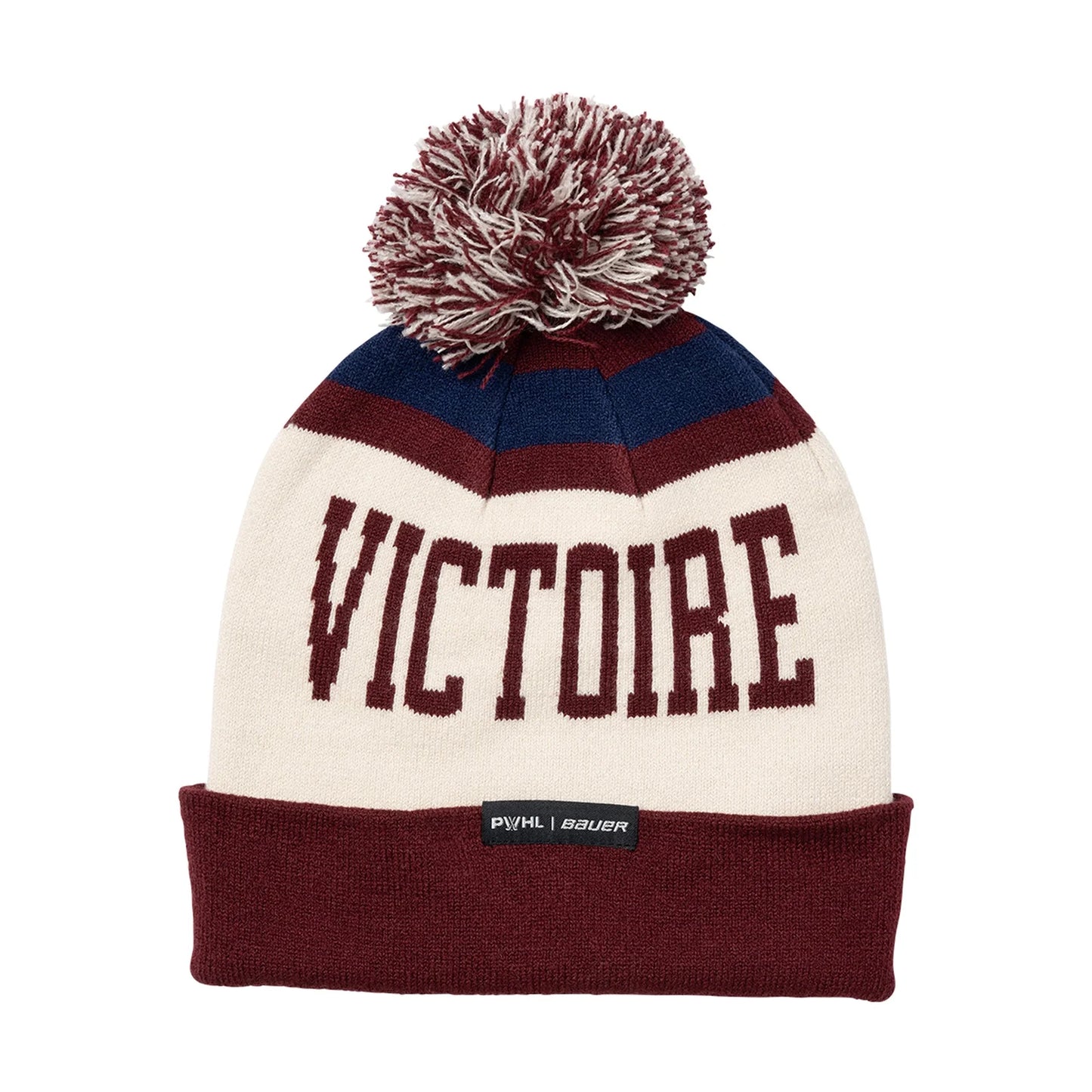 PWHL Montreal Victoire Bauer Cuffed Knit Pom Hat - White/Red