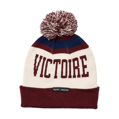 PWHL Montreal Victoire Bauer Cuffed Knit Pom Hat - White/Red