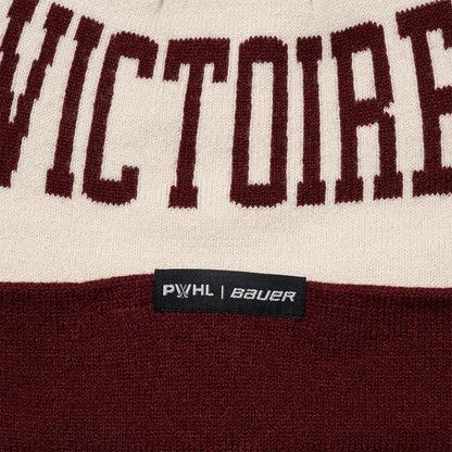 PWHL Montreal Victoire Bauer Cuffed Knit Pom Hat - White/Red