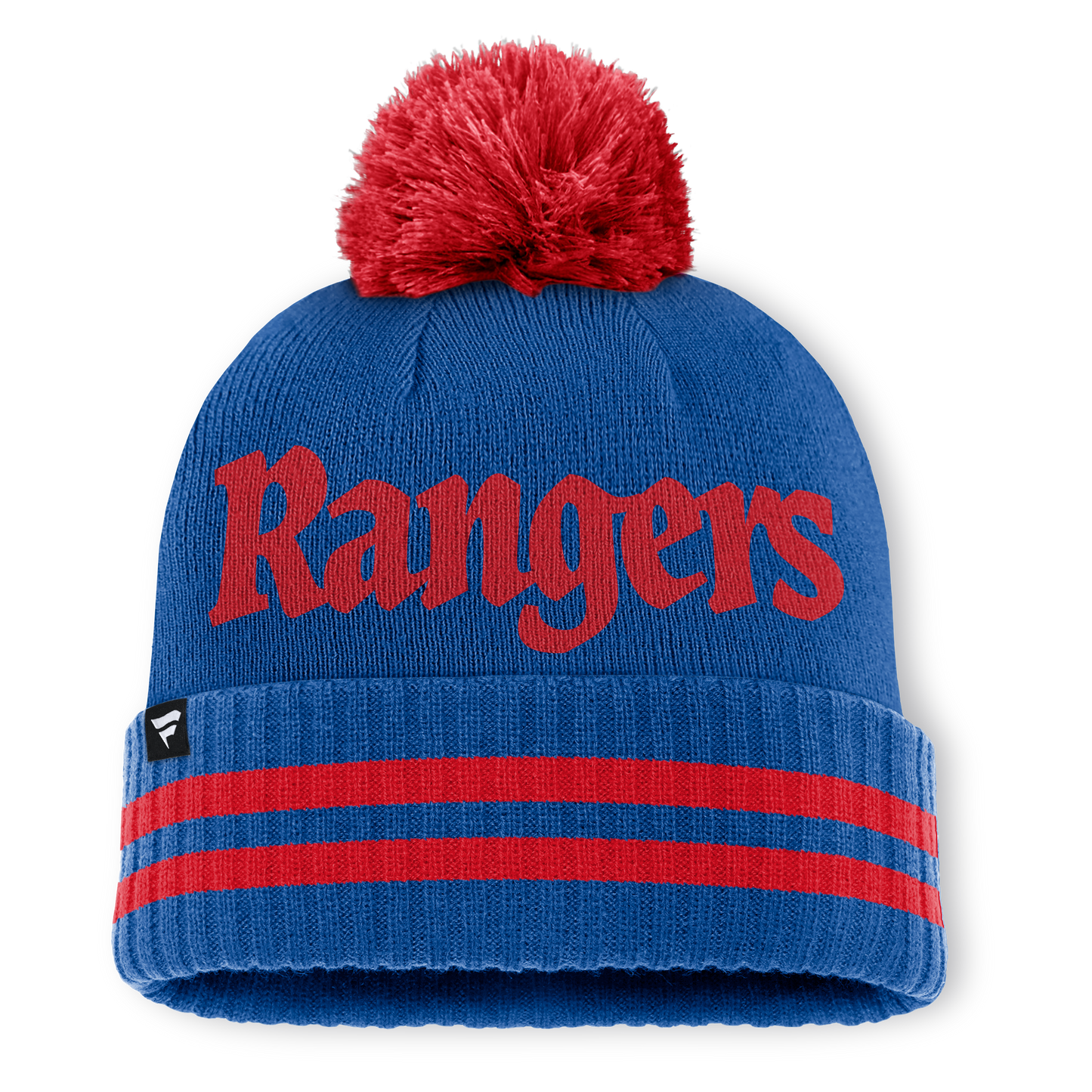 New York Rangers Fanatics Heritage Blind Side Cuff Knit Toque with Pom - Blue