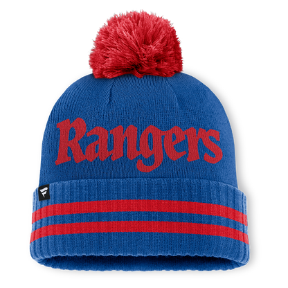 New York Rangers Fanatics Heritage Blind Side Cuff Knit Toque with Pom - Blue