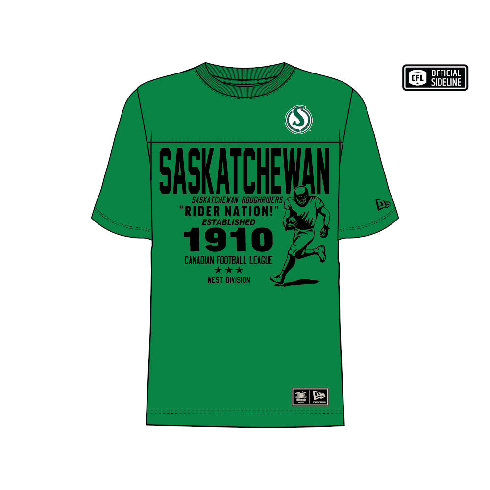 Saskatchewan Roughriders Turf Team Established 1910 New Era T-Shirt  - Green