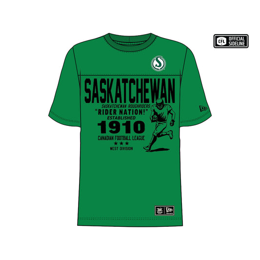 Saskatchewan Roughriders Turf Team Established 1910 New Era T-Shirt  - Green