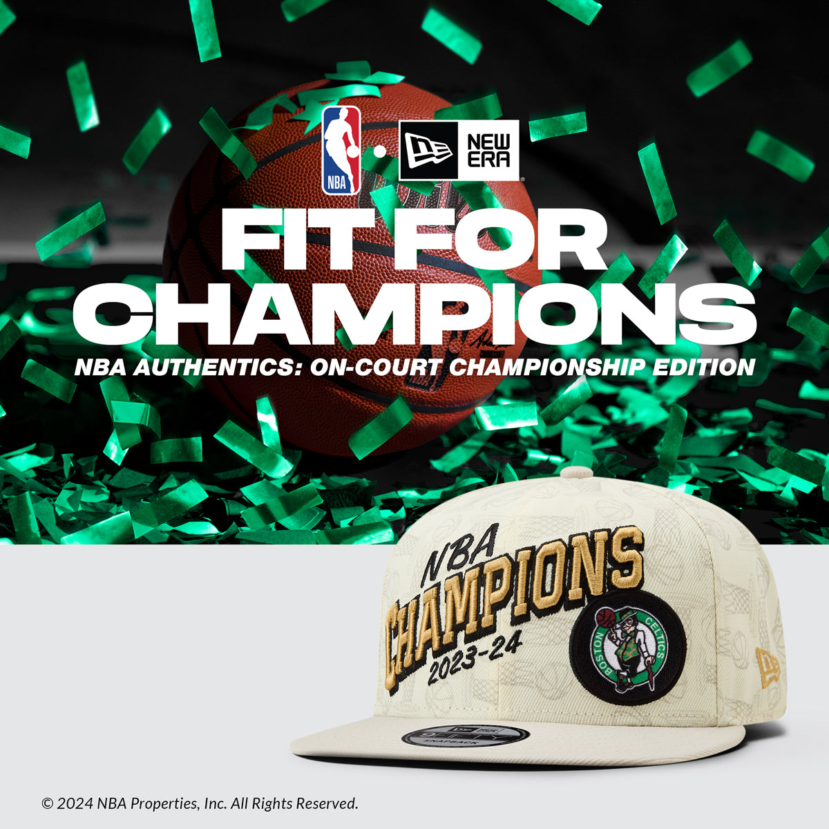 Boston Celtics 2024 NBA Finals Champions New Era -Cream Locker Room 9FIFTY Snapback Adjustable Hat