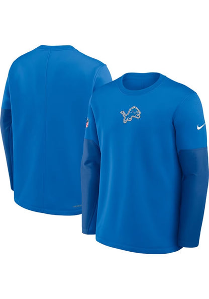 Detroit Lions Nike Sideline Coach Therma-Fit Long Sleeve Sweater - Blue