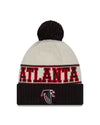 Atlanta Falcons New Era 2023 Sideline Historic Pom Cuffed Knit Hat - Cream/Black - Pro League Sports Collectibles Inc.