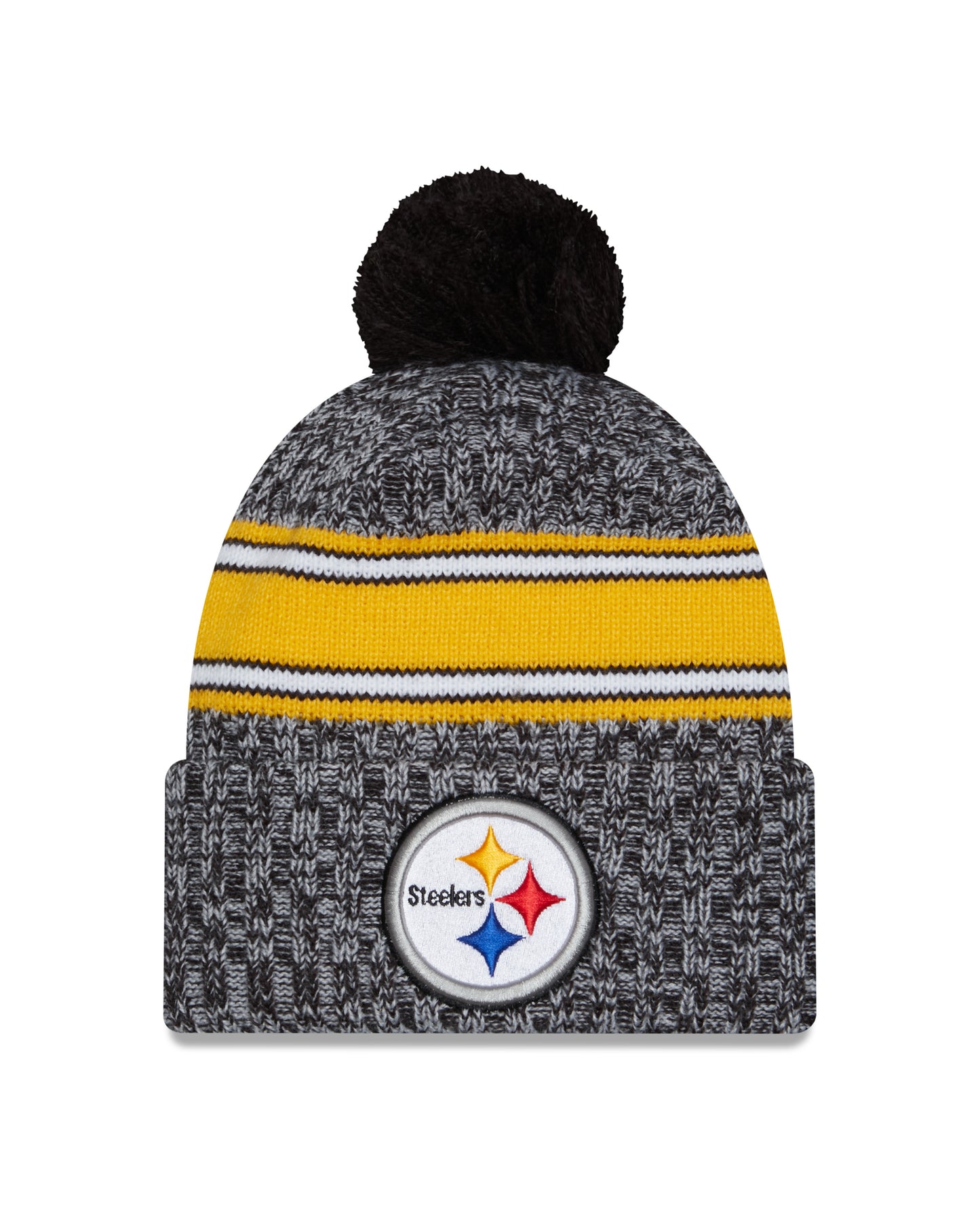 Pittsburgh Steelers New Era 2023 Sideline - Sport Cuffed Pom Knit Hat - Black - Pro League Sports Collectibles Inc.