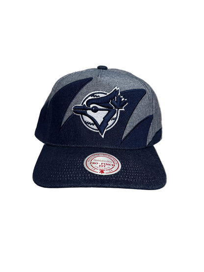 Toronto Blue Jays Mitchell & Ness Shark Pro Pinch A-Frame Structured Fit Snapback Hat - Denim