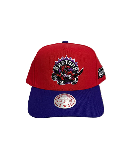 Toronto Raptors Mitchell & Ness Historic Pro Pinch A-Frame Legendary Structured Fit Snapback Hat - Red/Purple