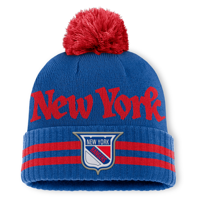 New York Rangers Fanatics Heritage Blind Side Cuff Knit Toque with Pom - Blue