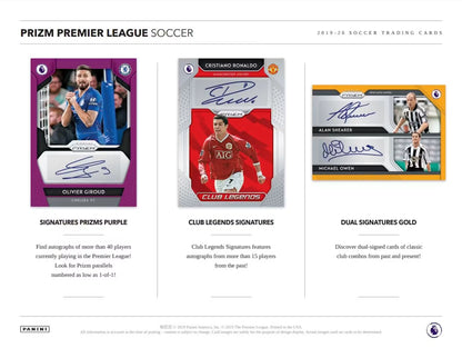 2019-20 Panini Prizm English Premier League Soccer Hobby box - 12 packs 12 Card Per Pack
