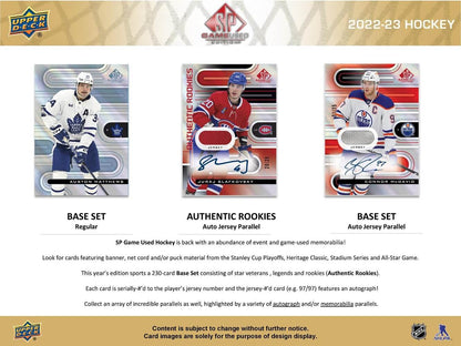 2022-23 Upper Deck SP Game Used Hockey Cards Hobby Box
